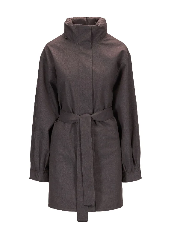 Women's knee - length wool blend coats with a fur collar for added warmthRossby Coat - Concrete Grey Women's knee - length wool blend coats with a fur collar for added warmthRossby Coat - Concrete Grey