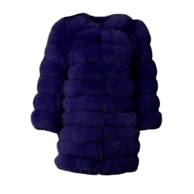 Belted women's cashmere coats in soft pastels for a luxurious feelRoyal Blue Winter Women's Solid Thick Fur Long Detachable Coats & Jackets