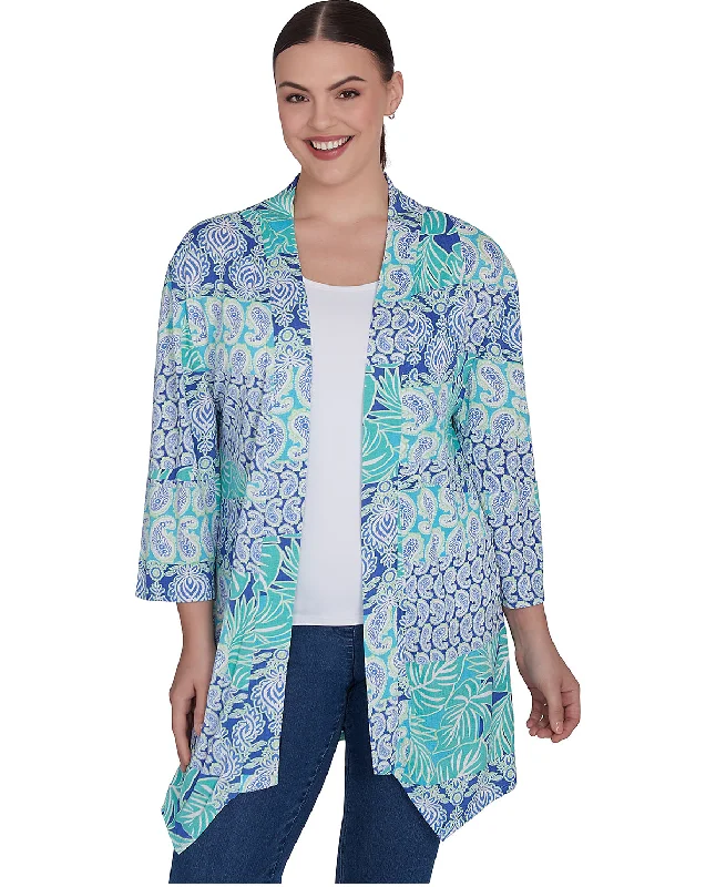 color block women cardigan with bold huesRuby Road Petite Bali Blue Crinkle Knit Cardigan color block women cardigan with bold huesRuby Road Petite Bali Blue Crinkle Knit Cardigan
