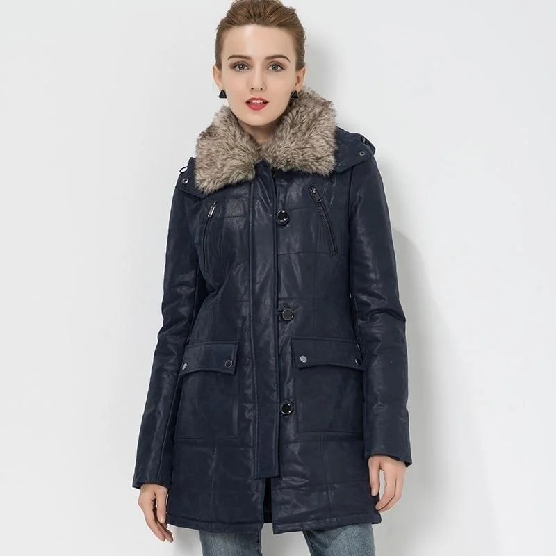 Women's knee - length wool blend coats with a fur collar for added warmthS-4XL Women's Genuine Pigskin Real Leather Trench Overcoat Jacket Women's knee - length wool blend coats with a fur collar for added warmthS-4XL Women's Genuine Pigskin Real Leather Trench Overcoat Jacket