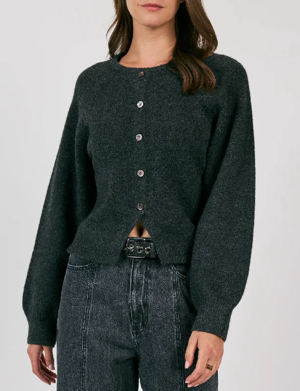 long length women cardigan with side slitsCove Faux Cardi, Charcoal