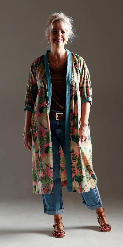 Long women's mac coats in a lightweight fabric for spring showersSew Different Joti Duster Jacket
