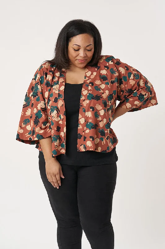 Women's long - sleeve wool coats in a houndstooth pattern for a classic charmSew Over It Sylvia Robe