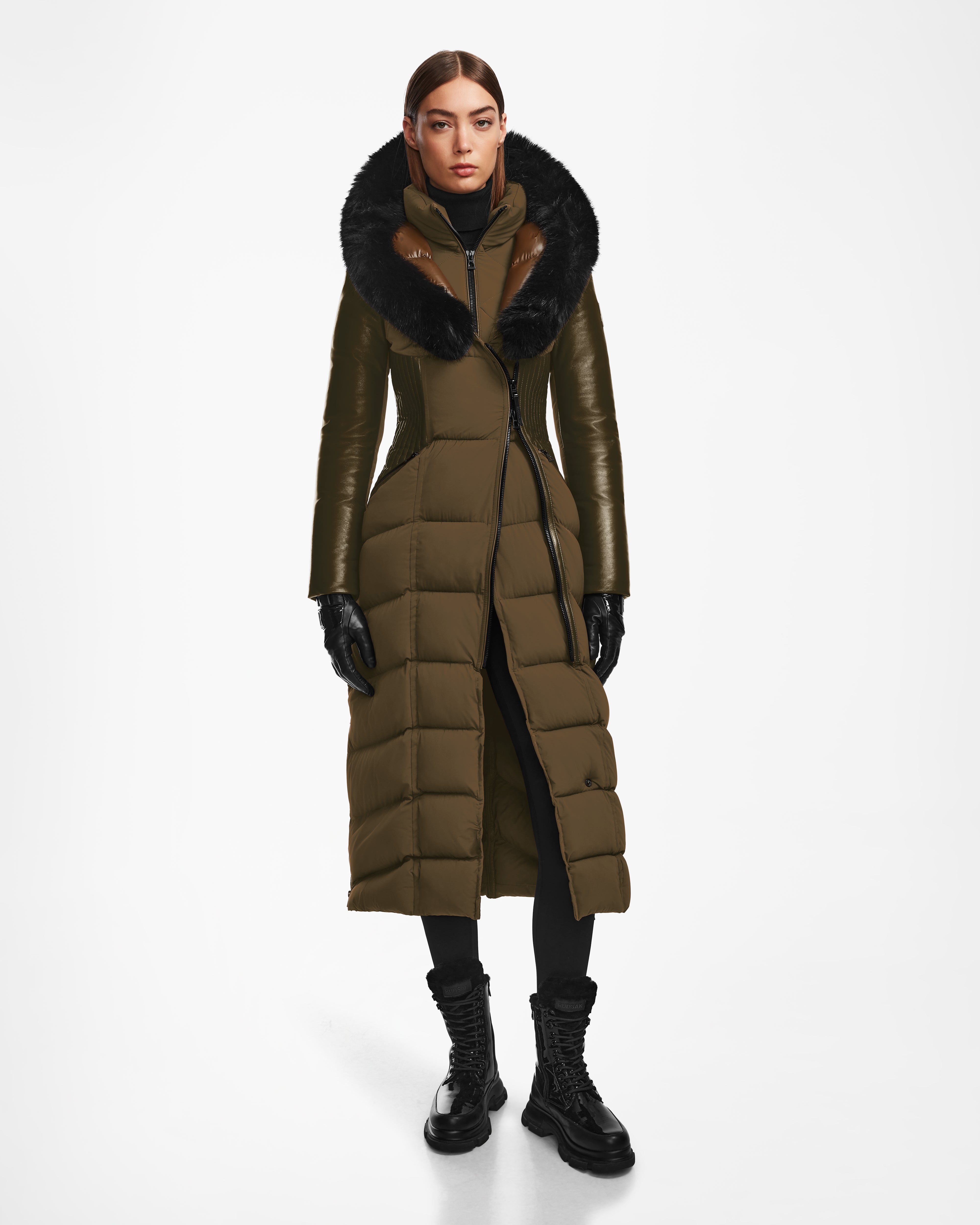 Shearling - lined women's leather coats for ultimate warmth and luxurySHANNON - 8121511 Army Shearling - lined women's leather coats for ultimate warmth and luxurySHANNON - 8121511 Army