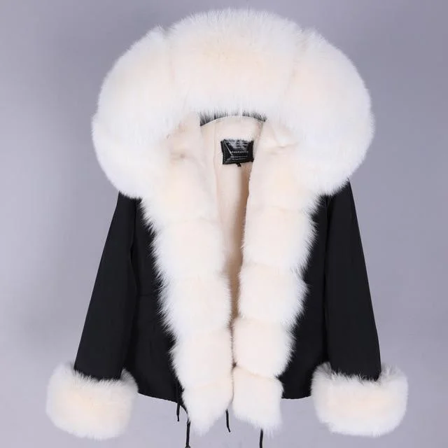 Long women's mac coats in a lightweight fabric for spring showersShort Thick Women's Winter Jacket with Hood Real Fox Raccoon Fur Warm Coat
