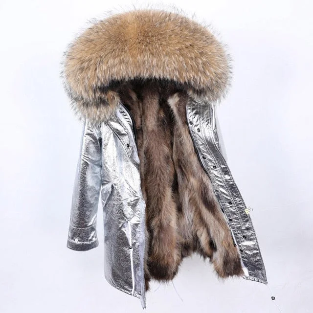 Petite women's wool blend coats with a tailored fit for a flattering silhouetteSilver Color Long Winter Jacket for Women with Natural Raccoon Fur Hood Petite women's wool blend coats with a tailored fit for a flattering silhouetteSilver Color Long Winter Jacket for Women with Natural Raccoon Fur Hood