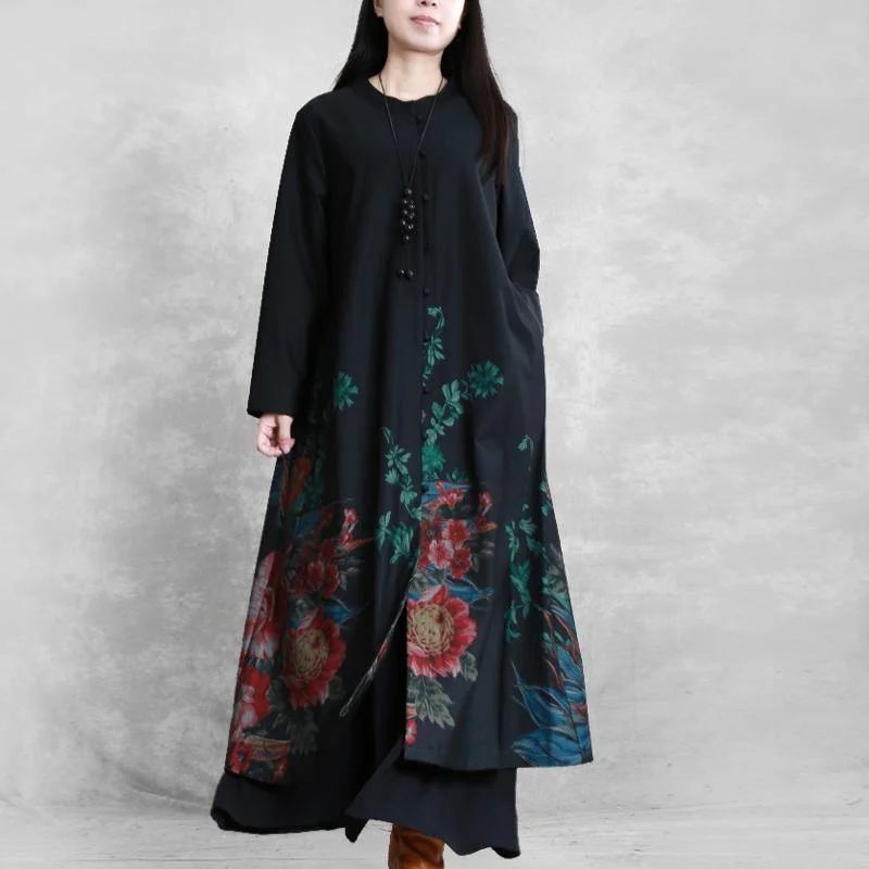 Water - resistant women's trench coats with adjustable cuffs for rainy daysSimple stand collar pockets Fine box coat black print Art jackets fall Water - resistant women's trench coats with adjustable cuffs for rainy daysSimple stand collar pockets Fine box coat black print Art jackets fall