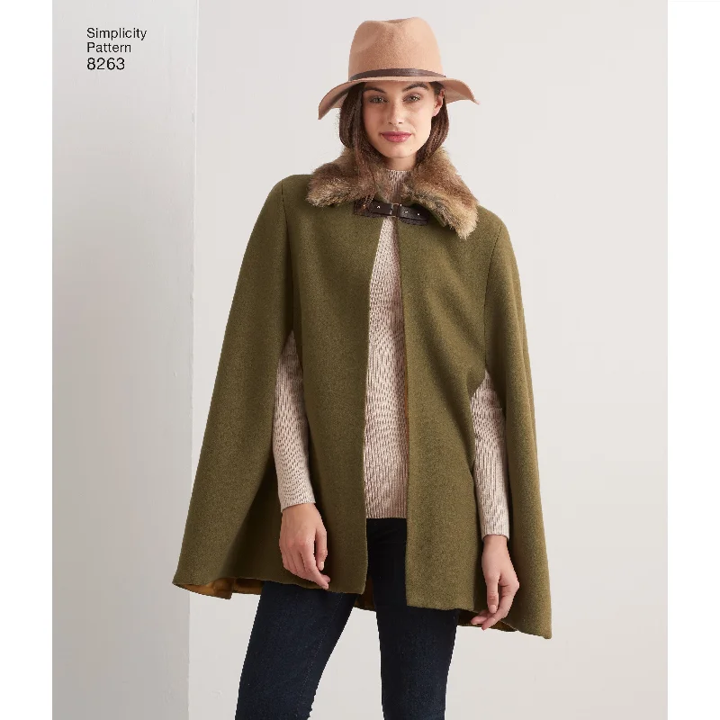 Checkered women's wool coats in a classic pattern for a timeless styleSimplicity Capes S8263 Checkered women's wool coats in a classic pattern for a timeless styleSimplicity Capes S8263