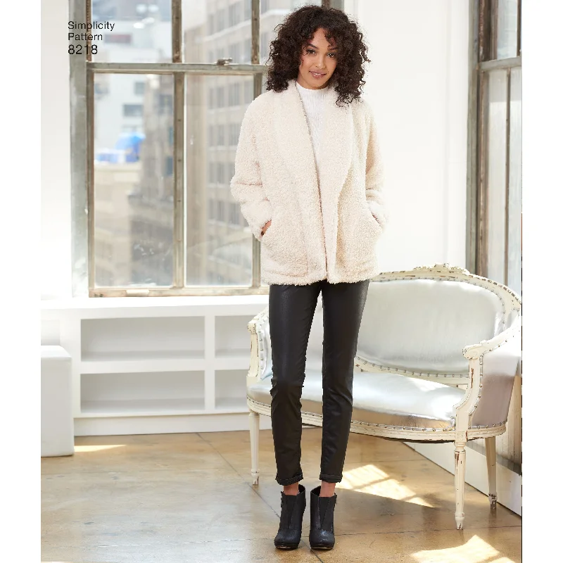 Belted women's cashmere coats in soft pastels for a luxurious feelSimplicity Jacket and Vest S8218 Belted women's cashmere coats in soft pastels for a luxurious feelSimplicity Jacket and Vest S8218