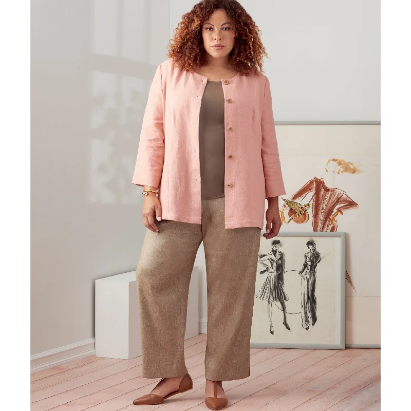 Mid - length women's down coats in a slim fit for a modern and sleek appearanceSimplicity Jacket, Top and Trousers S9269 Mid - length women's down coats in a slim fit for a modern and sleek appearanceSimplicity Jacket, Top and Trousers S9269