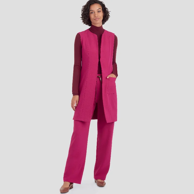 Women's reversible down coats with two - tone designs for versatile stylingSimplicity Vest and Trousers S9184 Women's reversible down coats with two - tone designs for versatile stylingSimplicity Vest and Trousers S9184