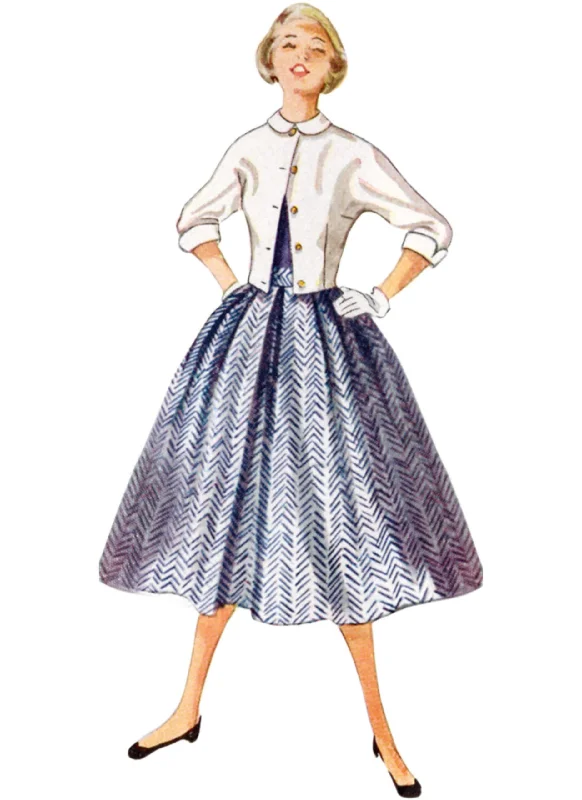 Women's long - sleeve wool coats in a houndstooth pattern for a classic charmSimplicity Vintage Skirt & Jacket S9882