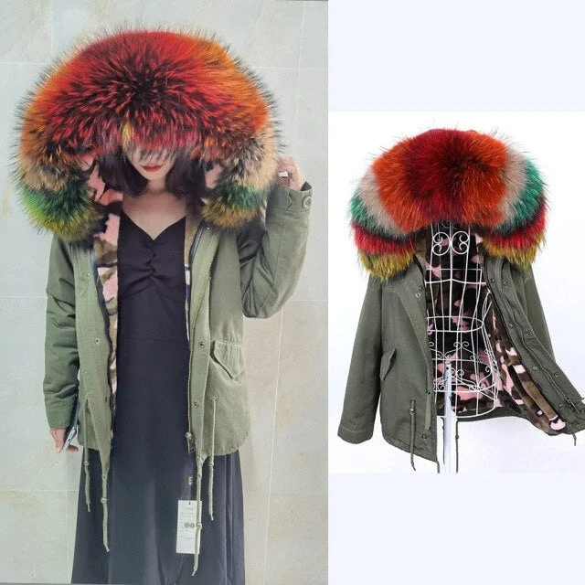Long women's mac coats in a lightweight fabric for spring showersSlim Fit Long Sleeved Thick Warm Winter Jacket with Natural Raccoon Fur Collar Long women's mac coats in a lightweight fabric for spring showersSlim Fit Long Sleeved Thick Warm Winter Jacket with Natural Raccoon Fur Collar