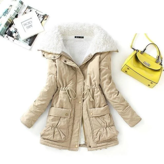 Quilted down women's coats with removable hoods for outdoor activitiesSlim Thick Hooded Women's Snow Outerwear Cotton Winter Full Sleeve Coat Quilted down women's coats with removable hoods for outdoor activitiesSlim Thick Hooded Women's Snow Outerwear Cotton Winter Full Sleeve Coat