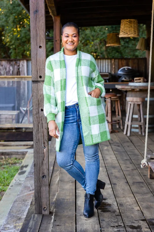 button down women cardigan with vintage buttonsStella Checkered Cardi in Apple Green button down women cardigan with vintage buttonsStella Checkered Cardi in Apple Green