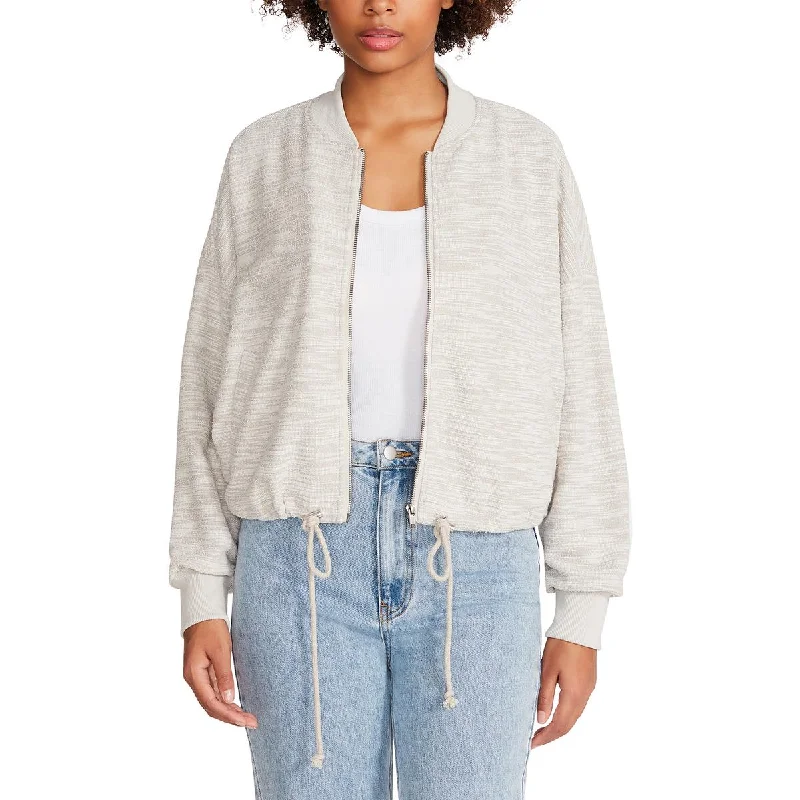 Women's long - sleeve wool coats in a houndstooth pattern for a classic charmSteve Madden Womens Yves Textured Ribbed Trim Bomber Jacket Women's long - sleeve wool coats in a houndstooth pattern for a classic charmSteve Madden Womens Yves Textured Ribbed Trim Bomber Jacket