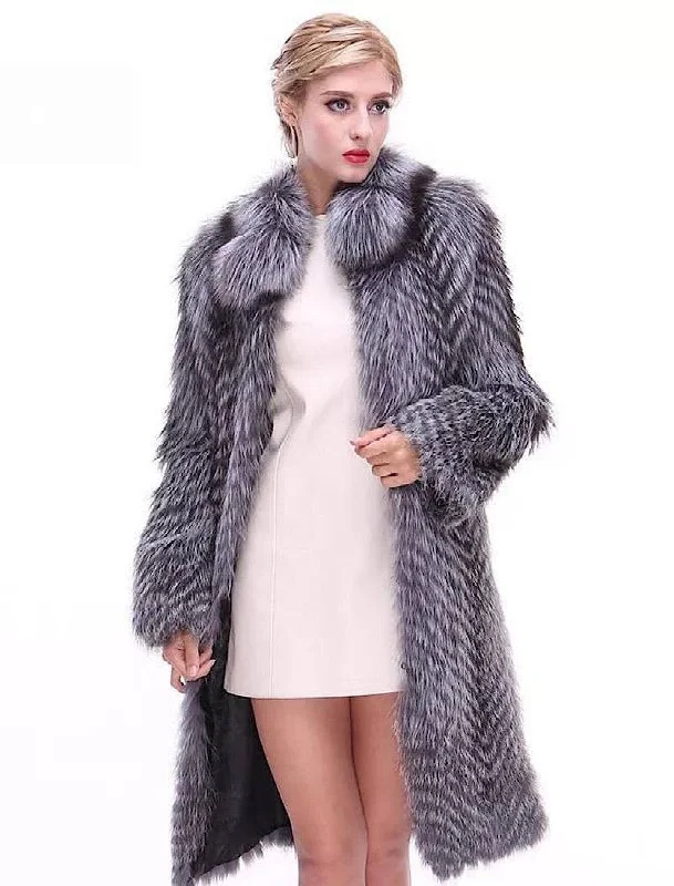 Mid - length women's down coats in a slim fit for a modern and sleek appearanceStriped Silver Fox For Coats Plus Size Mid - length women's down coats in a slim fit for a modern and sleek appearanceStriped Silver Fox For Coats Plus Size