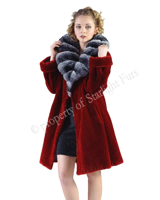 Quilted down women's coats with removable hoods for outdoor activities67 | Red Sheared Beaver Coat Quilted down women's coats with removable hoods for outdoor activities67 | Red Sheared Beaver Coat
