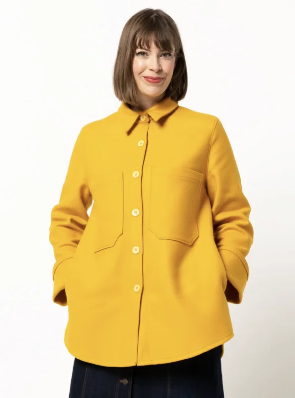 Checkered women's wool coats in a classic pattern for a timeless styleStyle Arc Logan Shacket