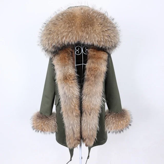 Petite women's wool blend coats with a tailored fit for a flattering silhouetteStylish Army Green Color Women's Real Fur Winter Coat Jacket with Fur Collar