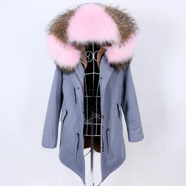 Plus size women's wool blend coats for a warm and stylish winterStylish Blue Grey Color Women's Real Fur Winter Coat Jacket with Fur Collar Plus size women's wool blend coats for a warm and stylish winterStylish Blue Grey Color Women's Real Fur Winter Coat Jacket with Fur Collar