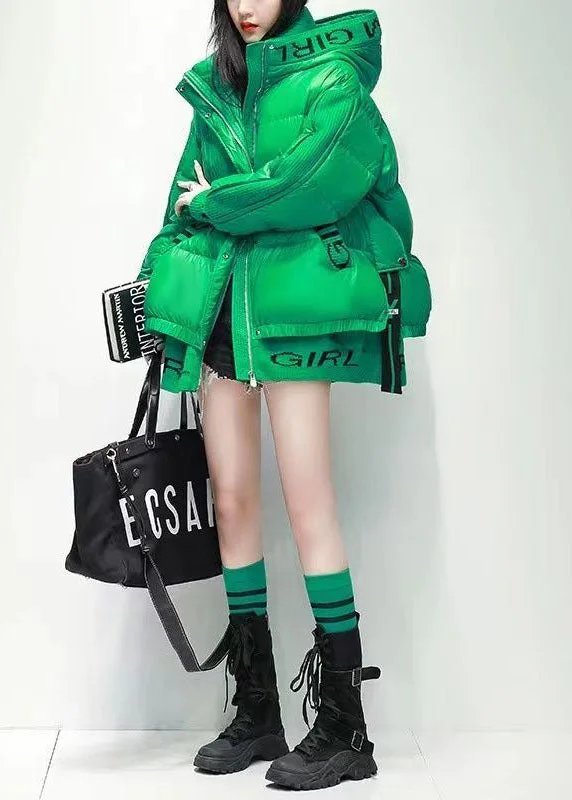 Women's pea coats with brass buttons for a nautical - inspired styleStylish Green Hooded Patchwork Letter Print Thick Duck Down Down Coats Winter Women's pea coats with brass buttons for a nautical - inspired styleStylish Green Hooded Patchwork Letter Print Thick Duck Down Down Coats Winter