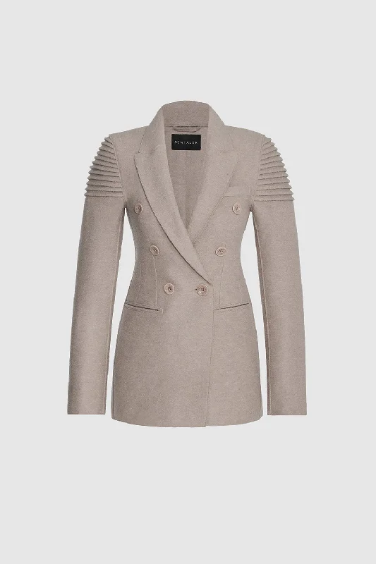 Long women's mac coats in a lightweight fabric for spring showersSuperfine Alpaca Double Breasted Peak Collar Blazer Coat