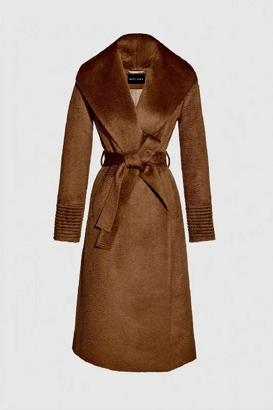 Mid - length women's down coats in a slim fit for a modern and sleek appearanceSuri Alpaca Long Shawl Collar Wrap Coat Mid - length women's down coats in a slim fit for a modern and sleek appearanceSuri Alpaca Long Shawl Collar Wrap Coat