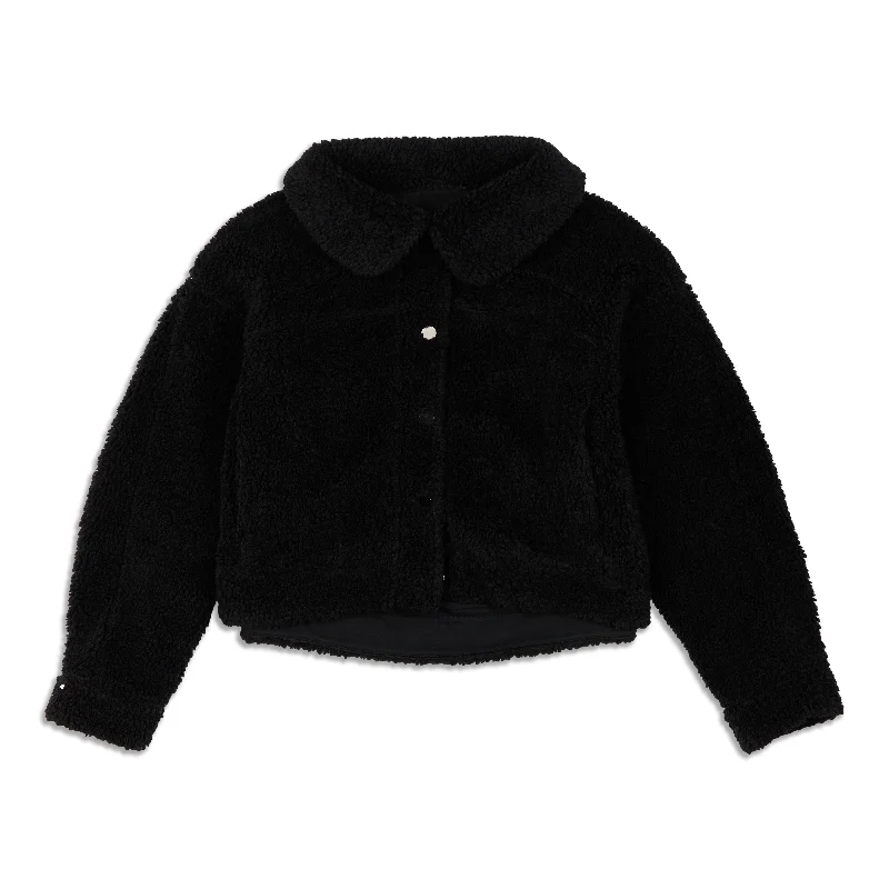 Shearling - lined women's leather coats for ultimate warmth and luxuryTextured Fleece Button Jacket Shearling - lined women's leather coats for ultimate warmth and luxuryTextured Fleece Button Jacket