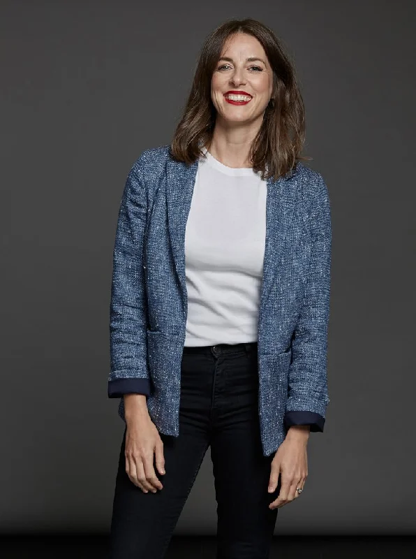 Women's long - sleeve wool coats in a houndstooth pattern for a classic charmThe Avid Seamstress Blazer