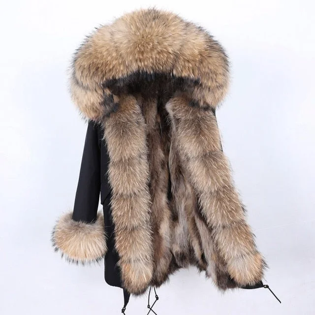 Water - resistant women's trench coats with adjustable cuffs for rainy daysThick and Warm Women's Winter Jacket with Real Fur in Collar Hood and Sleeves Water - resistant women's trench coats with adjustable cuffs for rainy daysThick and Warm Women's Winter Jacket with Real Fur in Collar Hood and Sleeves