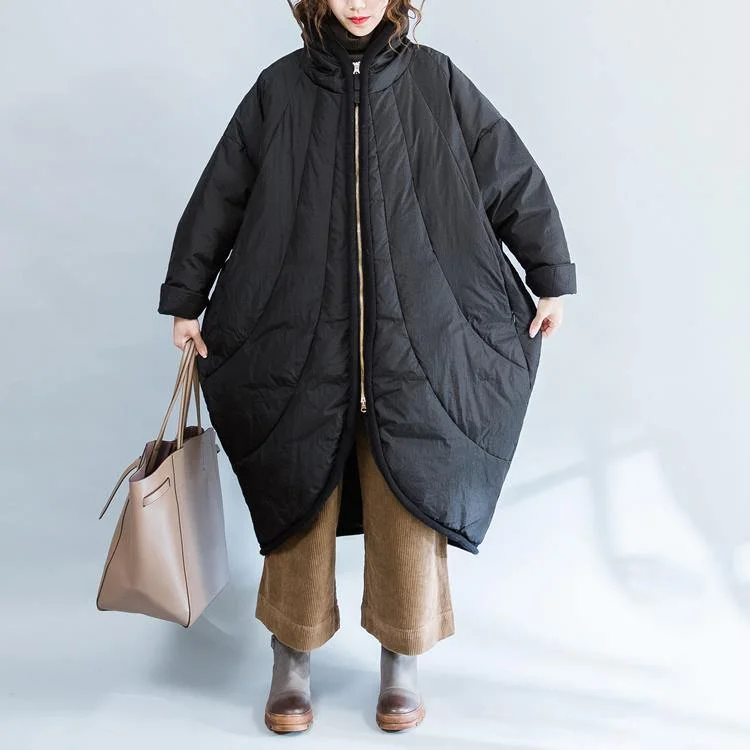 Quilted down women's coats with removable hoods for outdoor activitiesthick black down jacket oversized zippered Parka Luxury warm