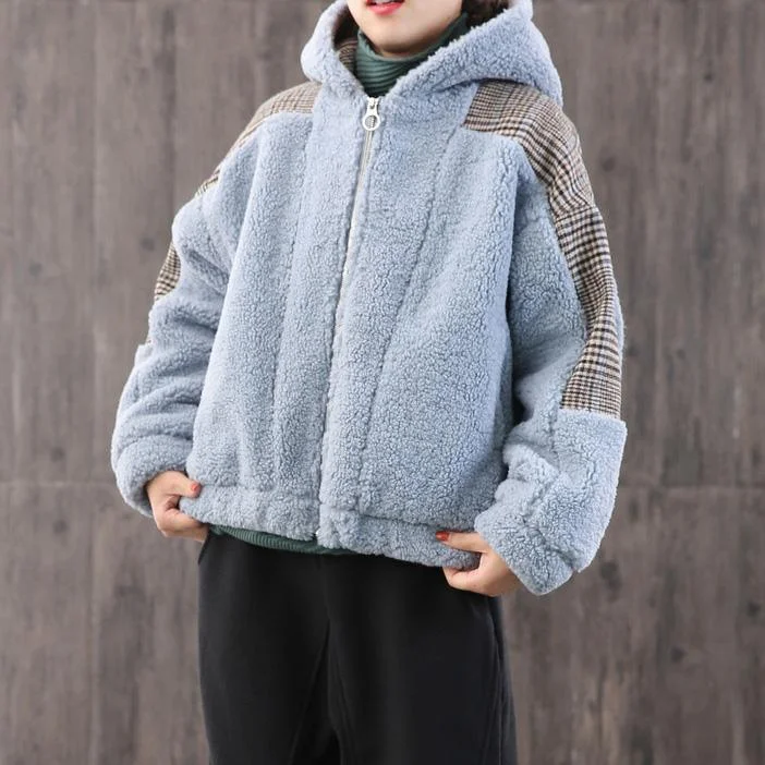 Women's longline double - breasted camel coats for a sophisticated lookthick blue Parkas for women oversized winter jacket patchwork hooded outwear