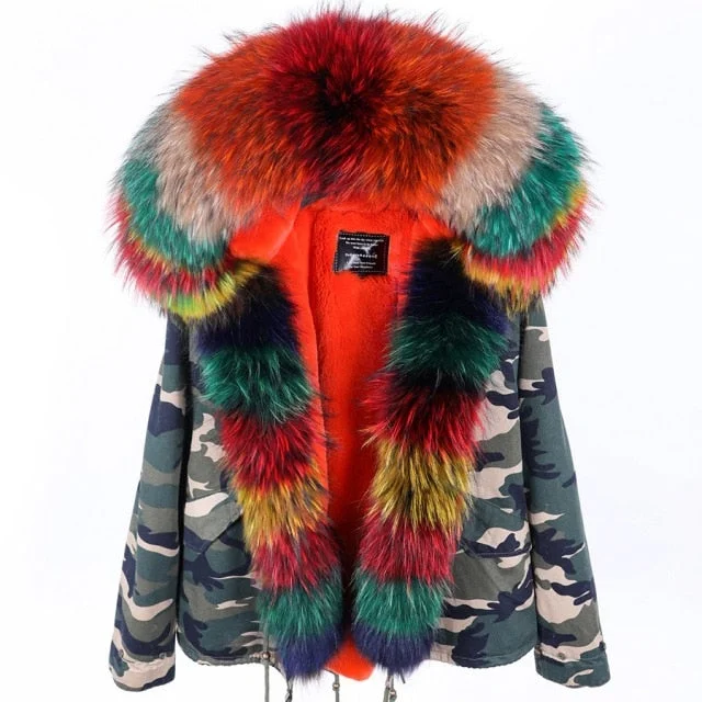 Women's waterproof parka coats with multiple pockets for practicalityThick Full-Sleeved Natural Raccoon Fur Collared Thick Winter Jacket for Women Women's waterproof parka coats with multiple pockets for practicalityThick Full-Sleeved Natural Raccoon Fur Collared Thick Winter Jacket for Women