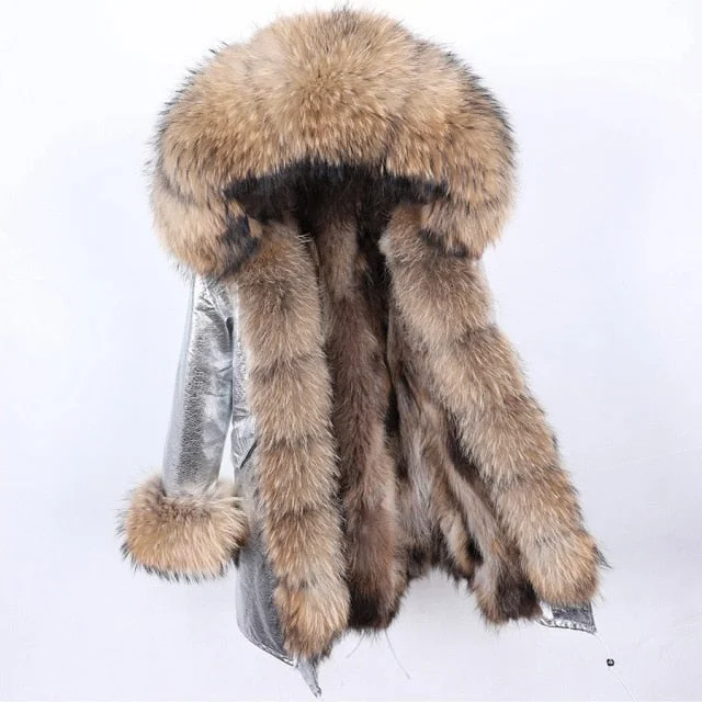 Hooded women's puffer coats in neon colors for high - visibility sportsThick Long Hooded Women's Winter Jacket with Natural Raccoon Fur Collar Hooded women's puffer coats in neon colors for high - visibility sportsThick Long Hooded Women's Winter Jacket with Natural Raccoon Fur Collar