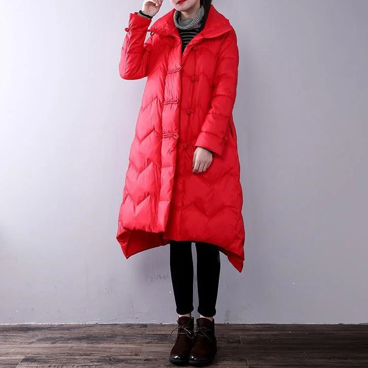 Checkered women's wool coats in a classic pattern for a timeless stylethick red women Loose fitting lapel warm winter coat YZ-2018111441