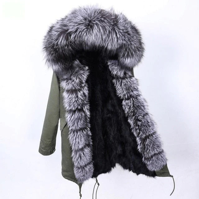 Checkered women's wool coats in a classic pattern for a timeless styleThick Warm Hooded Natural Raccoon Fur Collared Women's Winter Jacket Checkered women's wool coats in a classic pattern for a timeless styleThick Warm Hooded Natural Raccoon Fur Collared Women's Winter Jacket