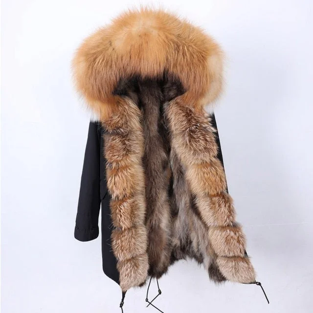 Water - resistant women's trench coats with adjustable cuffs for rainy daysThick Warm Hooded Women's Winter Parka Jacket with Real Raccoon Fur Collar Water - resistant women's trench coats with adjustable cuffs for rainy daysThick Warm Hooded Women's Winter Parka Jacket with Real Raccoon Fur Collar