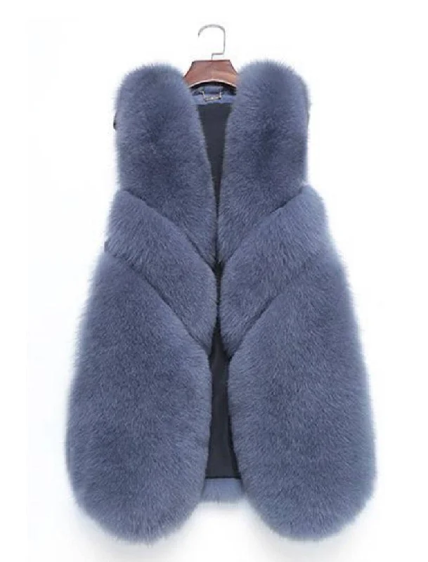 Women's cropped leather coats with silver studs for an edgy lookThree Asymmetrical Panel Genuine Fox Fur Gilet Women's cropped leather coats with silver studs for an edgy lookThree Asymmetrical Panel Genuine Fox Fur Gilet