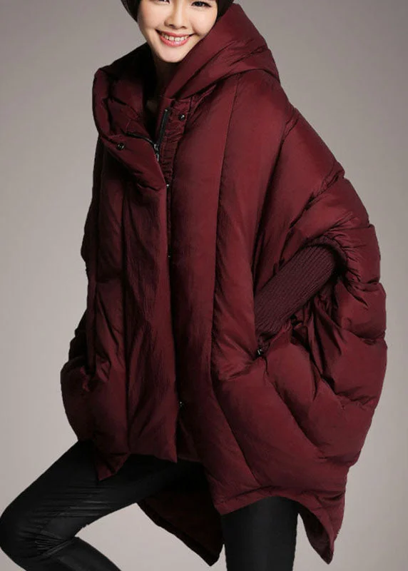 Women's waterproof parka coats with multiple pockets for practicalityTrendy Mulberry hooded zippered Cloak Sleeves Winter Duck Down coat Women's waterproof parka coats with multiple pockets for practicalityTrendy Mulberry hooded zippered Cloak Sleeves Winter Duck Down coat