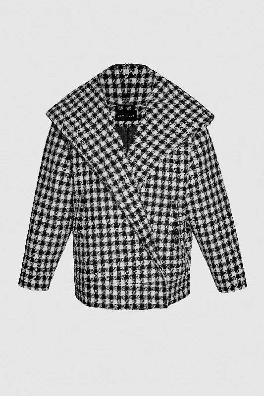 Oversized women's wool coats in a monochromatic look for a trendy outfitTweed Houndstooth Suri Alpaca Oversized Hooded Jacket Oversized women's wool coats in a monochromatic look for a trendy outfitTweed Houndstooth Suri Alpaca Oversized Hooded Jacket