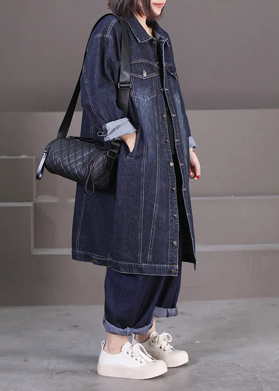 Quilted down women's coats with removable hoods for outdoor activitiesUnique Dark Blue Peter Pan Collar Pockets Patchwork Button Denim Long Trench Coat Fall Quilted down women's coats with removable hoods for outdoor activitiesUnique Dark Blue Peter Pan Collar Pockets Patchwork Button Denim Long Trench Coat Fall