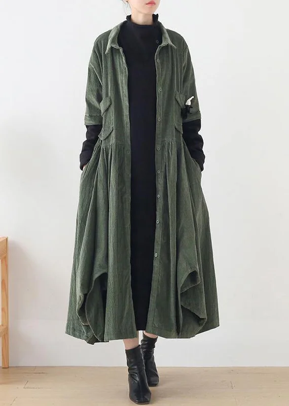 Women's faux fur coats in bright colors for a bold fashion statementUnique green Fashion trench coat Tunic Tops false two pieces spring coats