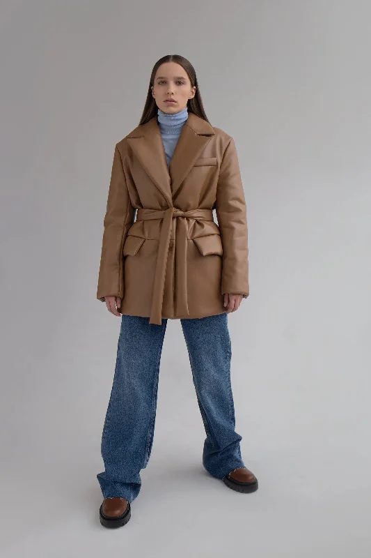 Women's longline double - breasted camel coats for a sophisticated lookVikisews Aurelia Jacket Women's longline double - breasted camel coats for a sophisticated lookVikisews Aurelia Jacket