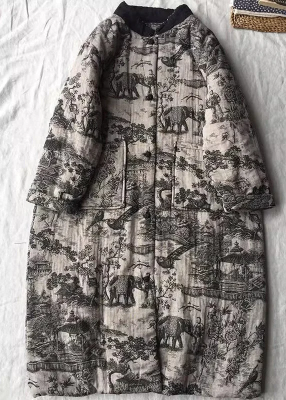 Women's faux fur coats in bright colors for a bold fashion statementVintage Apricot Oversized Print Fine Cotton Filled Long Coats Winter