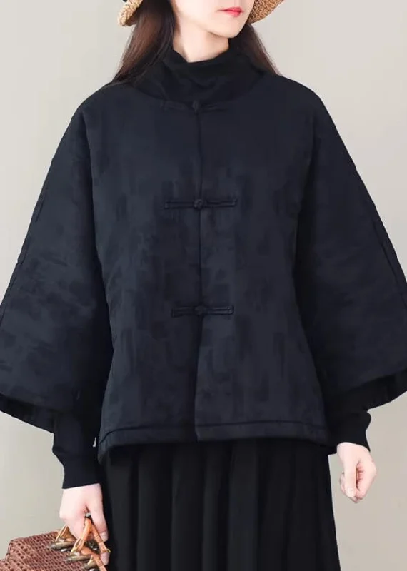 Women's cropped leather coats with silver studs for an edgy lookVintage Black Oversized Jacquard Fine Cotton Filled Puffer Jacket Winter Women's cropped leather coats with silver studs for an edgy lookVintage Black Oversized Jacquard Fine Cotton Filled Puffer Jacket Winter
