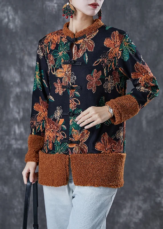 Quilted down women's coats with removable hoods for outdoor activitiesVintage Black Print Patchwork Warm Fleece Coats Winter Quilted down women's coats with removable hoods for outdoor activitiesVintage Black Print Patchwork Warm Fleece Coats Winter