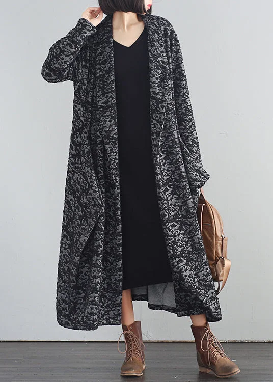 Quilted down women's coats with removable hoods for outdoor activitiesVintage Black V Neck Print Button Trench Coats Fall Quilted down women's coats with removable hoods for outdoor activitiesVintage Black V Neck Print Button Trench Coats Fall