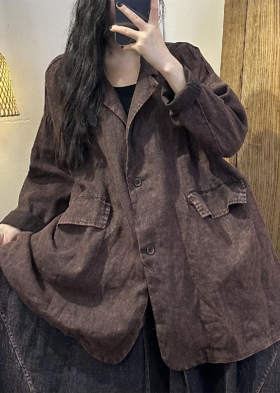 Women's waterproof parka coats with multiple pockets for practicalityVintage Coffee Patchwork Button Linen Coats Long Sleeve Women's waterproof parka coats with multiple pockets for practicalityVintage Coffee Patchwork Button Linen Coats Long Sleeve