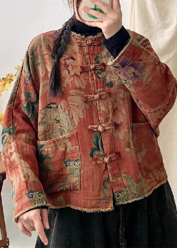 Checkered women's wool coats in a classic pattern for a timeless styleVintage Orange Print Pockets Chinese Button Patchwork Cotton Coat Fall Checkered women's wool coats in a classic pattern for a timeless styleVintage Orange Print Pockets Chinese Button Patchwork Cotton Coat Fall